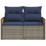  Vrtna sofa s jastucima za 2 osobe, siva, poliratan | shoptok.hr