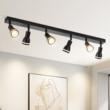 Nettlife stropna svetilka 6 reflektorjev črne barve, kovinska stropna svetilka GU10, vrtljiva notranja svetilka za kuhinjo, brez žarnic, (22116837) | Shoptok.si