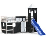  The Living Store Otroški pograd s tunelom bel in črn 90x200 cm trdna borovina - Otroški Pograd, (21452214) | Shoptok.si