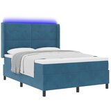 Box spring krevet s LED trakama Plava 160 x 200 cm Baršun - Tamno plava 160 x 200 cm Prošiveno gumbima | shoptok.hr