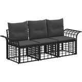  Set vanjskih sofa 3 pcs Crna i tamno siva Poliester | shoptok.hr