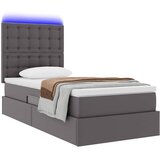  Krevet s prostorom za pohranu s LED-om Siva 90 x 200 cm | shoptok.hr