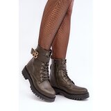 Boto Women's Zip-up Work Boots with Dark Green Decoration Ciossava | shoptok.hr
