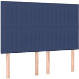  Posteljni okvir z vzglavjem moder 140x190 cm blago | Shoptok.si
