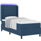 vidaXL LED Box Spring Krevet s madracem Plava 90 x 190 cm tkanina | shoptok.hr