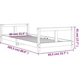  Otroški posteljni okvir črn 80x200 cm trdna borovina, (20916833) | Shoptok.si