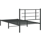 Metalni okvir za krevet s uzglavljem crni 107x203 cm | shoptok.hr