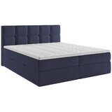 MID.YOU POSTELJA Z VZMETNICO 180 cm x 200 cm , leseni material, les, tekstil temno modra | Shoptok.si