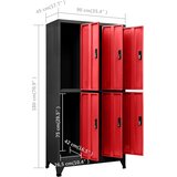  s ključem antracit-crveni 90 x 45 x 180 cm čelični | shoptok.hr