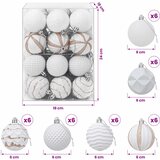 Set božićnih kuglica 36 kom. Bijela 6 cm Polistiren | shoptok.hr
