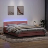 Krevet s oprugama i madracem LED ružičasti 180x210 cm baršunasti | shoptok.hr