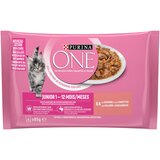 Purina ONE Junior 4 x 85 g - Losos & korenje Cene