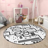 Mila Home Črno-bela pralna otroška igralna preproga ø100 cm In My Town – | Shoptok.si