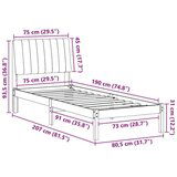  Okvir za krevet s uzglavljem Bijelo 75 x 190 cm tkanina | shoptok.hr