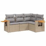  The Living Store Vrtna sedežna garnitura 4-delna z blazinami bež poli ratan - Vrtna Sedežna Garniture, (21443287) | Shoptok.si