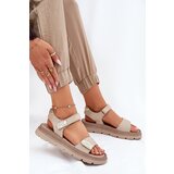 Zazoo Ladies Leather Sandals On Platform Beige 40443 | shoptok.hr