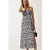  Women's Black and White Strap Patterned Viscose Dress Cijene