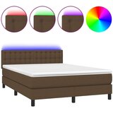  Krevet box spring s madracem LED tamnosmeđi 140x200 cm tkanina | shoptok.hr