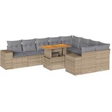 Maison Chic Seti vrtnega pohištva - Vrtna garnitura - Vrtni pohištvo set z blazinami 10-delna bež ratan/akacija, (21796270) | Shoptok.si