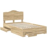  Krevetna konstrukcija s ladicama Sonoma hrast 120 x 200 cm Smeđa 206 x 123 x 100 cm | shoptok.hr