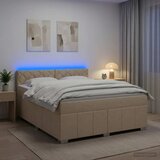  Boxspring krevet s madracem Krem 160 x 200 cm Tkanina - Krem 160 x 200 cm Dizajn s rombovima | shoptok.hr