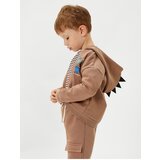 Koton Dinosaur Sweatshirt Hooded Applique Detail Zippered Raised | shoptok.hr