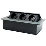 mitea electric grafitni popup nameštajski podsklop sa tri utičnice ME-PN-1208/GR-3 16A 250V-3600W