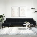 vidaXL Raztegljiv kavč L oblike črn 260x140x70 cm žamet Cene