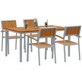  Vrtni Trpezarijski Set Set od 5 Sivi Prirodno Drvo Metal | shoptok.hr