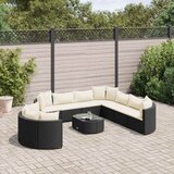 10-dijelni set vrtnih sofa s jastucima crni od poliratana Cijene