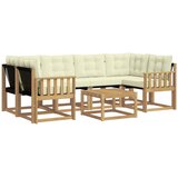 vidaXL Zunanja garnitura za sedenje z blazino 7 pcs Bela in krem, (5000279645) | Shoptok.si