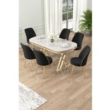 Hanah home Lai - White, Gold, Black WhiteGoldBlack Dining Table & Chairs Set (7 Pieces) | ePonuda.com
