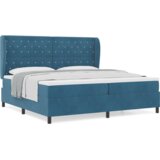  Visoka postelja z vzmetnico temno modra 200x200 cm žamet, (22050119) | Shoptok.si