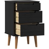  Noćni ormar s ladicama Crna 40 x 35 x 65 cm Masivna borovina | shoptok.hr