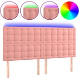 vidaXL LED posteljno vzglavje roza 180x5x118/128 cm žamet, (20932662) | Shoptok.si