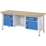 eurokraft pro Delovna miza, izvedba z ogrodjem, širina 2000 mm, 2 predala, 2 vrat, masivna bukovina | Shoptok.si