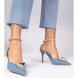 Gemre Blue slingback heels embellished with rhinestones Isoda | shoptok.hr