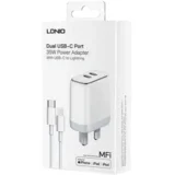 Kucni punjac LDNIO A2528M 35W PD (2xUSB-C) kabal iPhone