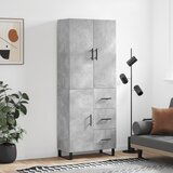 vidaXL Visoka komoda siva betona 69 5x34x180 cm od konstruiranog drva | shoptok.hr