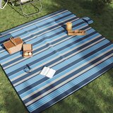 vidaXL Piknik odeja zložljiva modre in bele črte 200x200 cm žamet | Shoptok.si