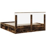  Krevetna konstrukcija s uzglavljem Dimljeni hrast 200 x 200 cm | shoptok.hr