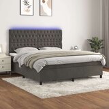  Box spring postelja z vzmetnico LED temno siva 160x200 cm žamet, (20789260) Cene