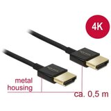 Delock HDMI Priključni kabel [1x Muški konektor HDMI - 1x Muški konektor HDMI] 0.5 m Crna Cijene