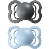 Bibs Supreme Silicone Size 1: 0+ months duda Iron / BabyBlue 2 kos Cene
