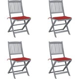 Maison Chic Zložljivi Vrtni Stoli - Stol za vrti 4 kosi z blazinami trden akacijev les JS2979, (21875726) | Shoptok.si