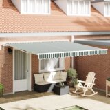 vidaXL automatska uvlačna tenda zelena i bijela 400x300 cm | shoptok.hr