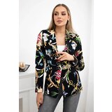 Turecki Printed cotton jacket with a button black+camel | shoptok.hr