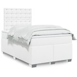 vidaXL Box spring postelja z vzmetnico bel 120x200 cm umetno usnje | Shoptok.si