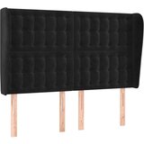  Vzglavje z ušesi črno 147x23x118/128 cm žamet, (20952640) | Shoptok.si