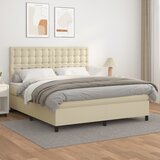  s oprugama i madracem krem 160x200 cm od umjetne kože | shoptok.hr